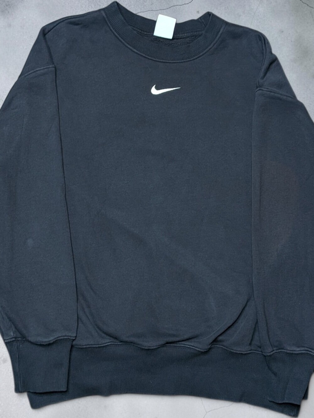 Nike Club Fleece Crewneck Centre Swoosh Logo Check Swoosh Pullover Black Small